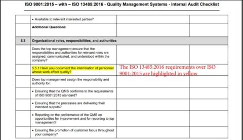 iso 13485 2016 internal audit checklist pdf