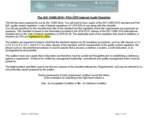 13485-FDA-CFR Int-Audit Checklist-IMAGE